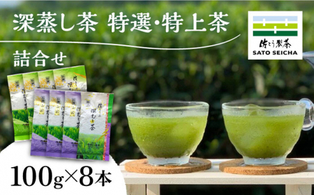 深蒸し茶 特選 ・ 特上茶 詰合せ 100g×8本セット [有限会社 佐とう製茶]