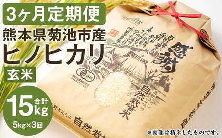 [真空パック][定期便3ヶ月]七城物語 高野さんちの 自然栽培米 (玄米) 5kg (2.5kg×2パック) 合計15kg お米 米 玄米 ヒノヒカリ