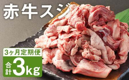 [3ヶ月定期便] 赤牛 スジ 1kg×1パック×3回 牛肉 肉 あか牛 牛スジ 牛すじ 煮込み カレー 熊本県産 冷凍