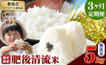 [3ヶ月定期便]熊本県産 肥後清流米 無洗米 5kg ブレンド米 熊本県産 ふるさと納税 精米 米 こめ ふるさとのうぜい コメ お米 おこめ[1月から出荷開始]