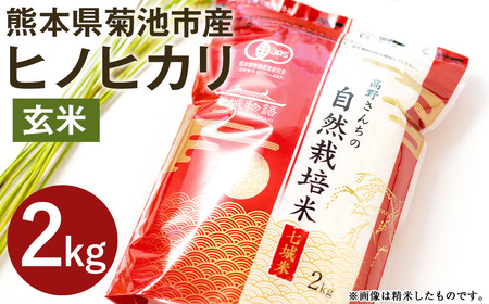 [通常パック]令和7年産 熊本県菊池産 ヒノヒカリ 玄米 計2kg(2kg×1パック)七城物語 高野さんちの自然栽培米 [30日以内に出荷予定(土日祝除く)]