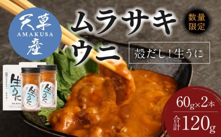 殻だし！生うに 120g(60g×2本)『熊本県天草産ムラサキウニ』無塩 無添加 ウニ 雲丹