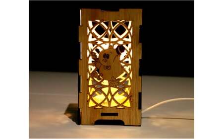 木製行燈型 LEDランタン 村のマスコット「ピータン」入り☆[AG1-2B]