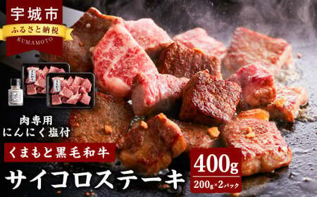 ステーキ 牛 黒毛和牛 約200g 2枚合計400g 和牛 牛肉 サーロイン リブロース 肩ロース 肉 お肉 国産牛 国産牛肉 ステーキ 冷凍 お取り寄せ グルメ 九州 熊本県 宇城市 くまもと 黒毛和牛 サイコロステーキ 200g×2パック 合計400g オリジナルスパイス付き