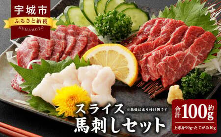 スライス 馬刺し セット100g(上赤身90g、たてがみ10g)食べ比べ 2種 馬肉 熊本 ばさし