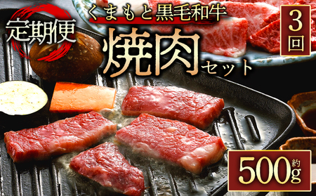 [定期便 全3回]くまもと黒毛和牛焼肉500g 阿蘇牧場 熊本県 阿蘇市