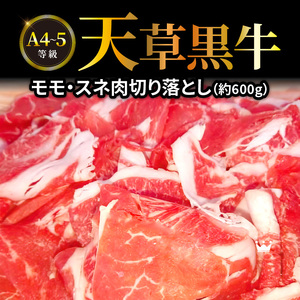 S074-016_天草黒牛 モモ・スネ肉 切り落とし 約600g 黒毛和牛 A4〜5等級