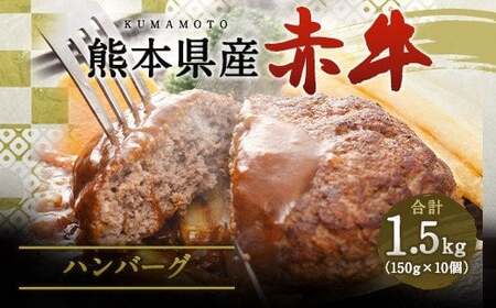 合志の郷 熊本県産赤牛 ハンバーグ 約150g×10個 合計約1.5kg 冷凍