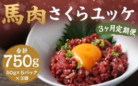 [ 3ヶ月 定期便 ] 馬肉 さくらユッケ 計750g 1回あたり250g(50g×5パック) / 肉 お肉 桜ユッケ ユッケ 赤身 生食 小分け 冷凍