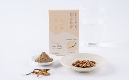 冬虫夏草 粉末 カプセル 1箱 15粒 オリジナルミニブック付き[株式会社 くろいし][AYAX002]