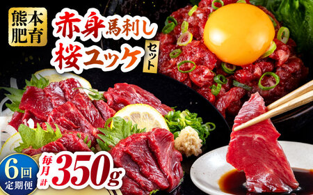 [全6回定期便]赤身馬刺し・馬肉さくらユッケ セット 赤身馬刺し 約100g×2パック 馬肉さくらユッケ 約50g×3パック 計350g 赤身馬刺し 熊本馬刺し 馬刺し堪能 冷凍[五右衛門フーズ熊本店][AYBV025]