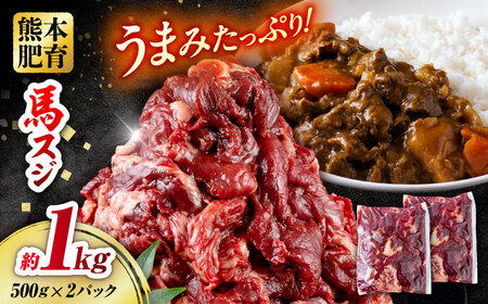 馬スジ 計1kg 500g×2パック / 馬肉 スジ 筋 煮込み 冷凍[AYBV030]
