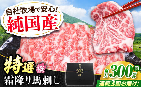 [全3回定期便]『純国産』熊本の味「桜」霜降り馬刺し「特選」 計約900g(約300g×3回) 霜降り 馬肉 馬刺[有限会社 九州食肉産業][AYCN012]