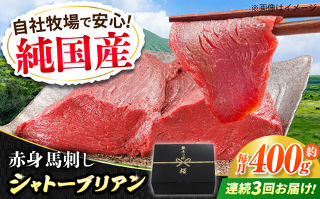 [全3回定期便]『純国産』熊本の味 赤身 馬刺し シャトーブリアン 計約400g(約200g×2パック)チルド 冷蔵 ブロック[有限会社 九州食肉産業][AYCN065]