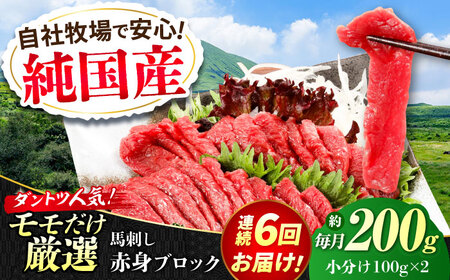 [全6回定期便]『純国産』熊本の味 赤身 馬刺し 約200g ブロック 冷凍 タレ付き 馬刺し[AYCN110]