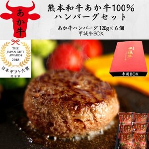 あか牛100%ハンバーグセット(あか牛ハンバーグ120g×6個)専用ボックス入り(美里町)[配送不可地域:離島]