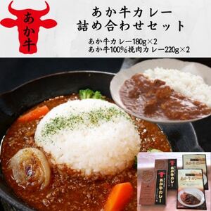 あか牛カレー詰め合せセット(あか牛カレー180×2、あか牛100%挽肉カレー220g×2)(美里町)