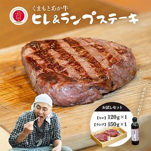 [GI認証]くまもとあか牛 ヒレステーキ&ランプステーキ お試しセット(あか牛のたれ付き)(美里町)[配送不可地域:離島]
