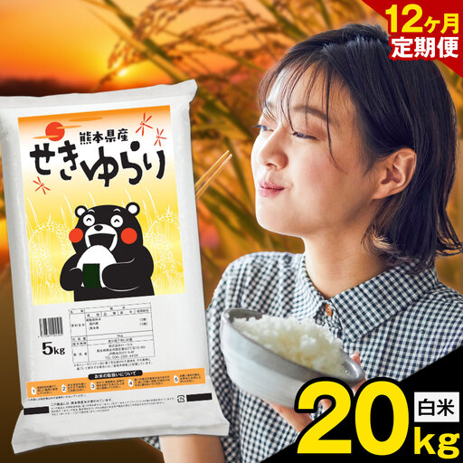 [12ヶ月定期便]米 南関町 せきゆらり 白米 20kg[お申込み翌月から出荷]熊本県産 国産 白米 こめ コメ 20キロ