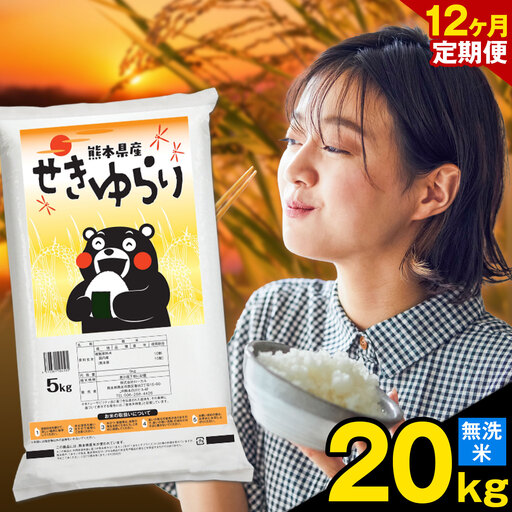[12ヶ月定期便]米 南関町 せきゆらり 無洗米 20kg[お申込み翌月から出荷]熊本県産 国産 無洗米 こめ コメ 20キロ