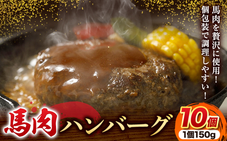 馬肉 ハンバーグ 150g × 10個 長洲501[30日以内に出荷予定(土日祝除く)] 熊本県 長洲町 肉 馬肉 ハンバーグ 惣菜 小分け 送料無料