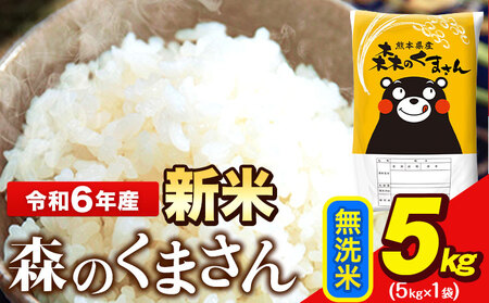 令和6年産 新米 無洗米 森のくまさん 5kg × 1袋 熊本県産 単一原料米 森くま[11月-12月より出荷予定]送料無料