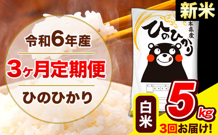 令和6年産 新米 ひのひかり [3ヶ月定期便] 白米 5kg (5kg×1袋) 計3回お届け [お申し込み月の翌月から出荷開始] 熊本県産 白米 精米 ひの 米 こめ お米 熊本県 長洲町