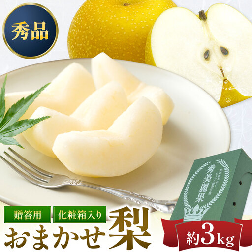 おまかせ梨 3kg 贈答用化粧箱(5〜9玉) 日本フルーツ株式会社[8月上旬-10月上旬頃出荷予定]