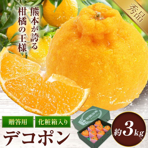 デコポン 3㎏ 贈答用化粧箱 （8～12玉） 日本フルーツ株式会社《12月中旬-4月中旬頃出荷》