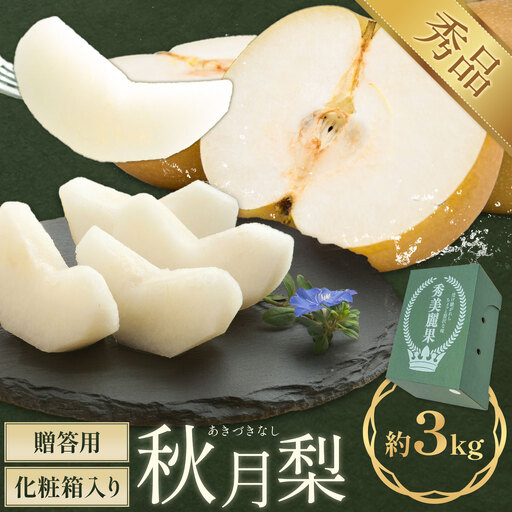 秋月梨 3kg 贈答用化粧箱(5〜9玉) 日本フルーツ株式会社[9月上旬-9月末頃出荷予定]