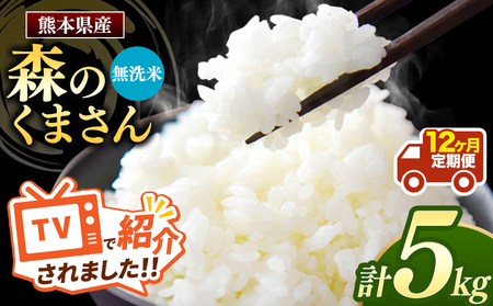 【定期便12回】令和7年産 熊本県産 森のくまさん 無洗米 5kg こめ 米