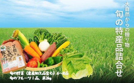 旬の特産品詰合せ(野菜 6〜8品、フルーツ、お米)