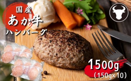 旨味凝縮あか牛100%ハンバーグ 1500g(150g×10個) | 熊本県 熊本 くまもと 和水町 なごみまち なごみ 牛肉 肉 あか牛 赤牛 肥後 冷凍 ハンバーグ