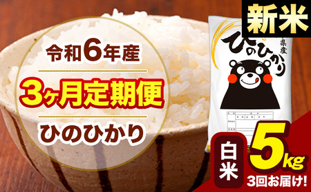 新米 令和6年産 [3ヶ月定期便] 早期先行予約受付中 白米 米 ひのひかり 5kg[お申し込み月の翌月から出荷開始]熊本県 大津町 国産 熊本県産 白米 送料無料 ヒノヒカリ こめ お米