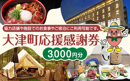 大津町 応援感謝券 3000円 観光協会[30日以内に出荷予定(土日祝除く)]熊本県 大津町 飲食店 宿泊施設
