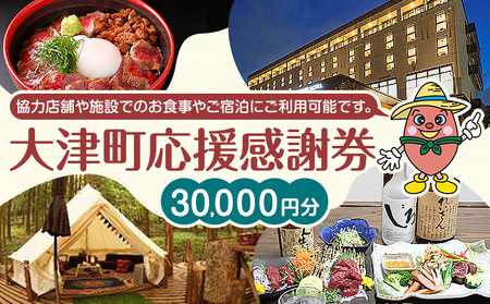 大津町 応援感謝券 30000円 観光協会[30日以内に出荷予定(土日祝除く)]熊本県 大津町 飲食店 宿泊施設