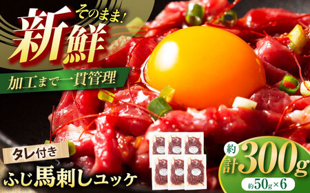フジチク ふじ 馬刺し ユッケ 計約300g (約50g×6個) / 馬肉 ゆっけ 冷凍馬刺し たれ 付き 新鮮 熊本県 菊陽町[株式会社フジチク][BHAD004]