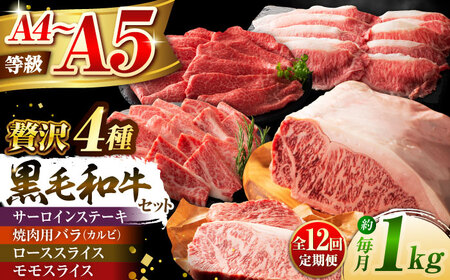 全12回定期便 くまもと黒毛和牛 藤彩牛 厳選4種の贅沢セット 3904 バラ BHAD050 バラカルビ バラカルビ