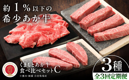 【全3回定期便】【GI認証】くまもとあか牛 食べ比べC あか牛 ステーキ BHAS028