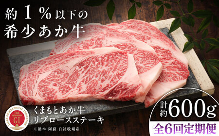 全6回定期便GI認証くまもとあか牛リブロースステーキ 約200g×3枚BHAS088 リブロース