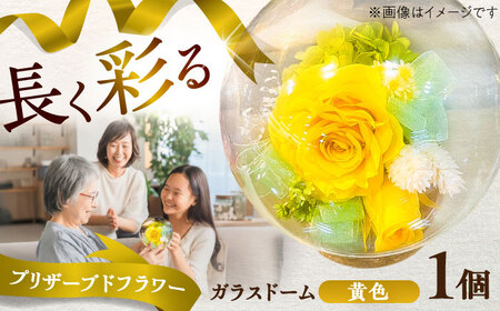 プリザーブドフラワー ガラスドーム (黄色) BHDC003 フラワー
