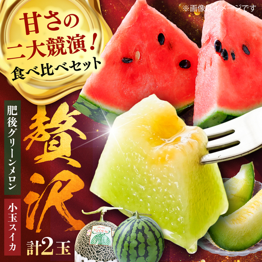 [先行予約][2026年5月上旬より順次発送]肥後グリーンメロン 小玉スイカ 各1玉(計2玉)/ メロン 西瓜 すいか フルーツ 果物 旬 熊本県 菊陽町[古閑農園][BHDJ003]