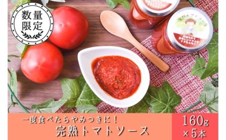 阿蘇だから美味しいトマトができたんだ!完熟トマトソース 5本セット 完熟トマトソース 160g 5本 セット 農薬不使用 トマトソース パスタソース ピザソース 万能ソース 工房菜々色 ギフト 贈答用 熊本 阿蘇 南小国町 送料無料