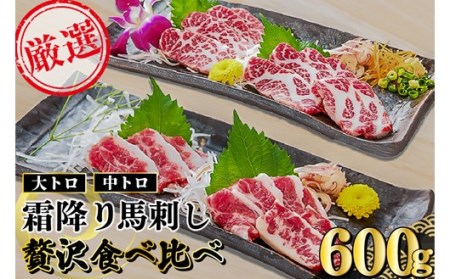 霜降り大トロ・中トロ馬刺し 贅沢食べ比べセット 600g 馬刺し 霜降り 大トロ 中トロ 贅沢 食べ比べ セット 小分け 馬肉 馬 生食用 肉刺し 高級 熊本 阿蘇 南小国町 送料無料