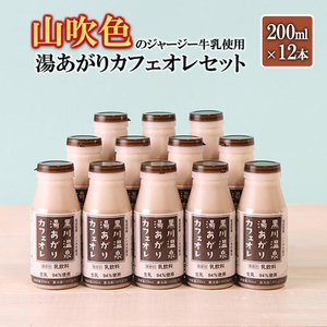 [山のいぶき]湯あがりカフェオレ 山吹色のジャージー牛乳 乳脂肪分 5%以上 低温殺菌 素材味 200ml 12本 飲みきり ギフト 贈答 セット FOODEX JAPAN ご当地牛乳グランプリ 最高金賞 味評価審査賞 購買欲審査賞 熊本 阿蘇 小国郷