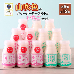 [山のいぶき]山吹色のジャージーヨーグルト いちご 乳脂肪分 5%以上 低温殺菌 素材味 飲むヨーグルト いちごミルク 150ml 2種 各6本 計12本 飲みきり ギフト 贈答 セット 阿蘇健康農園 FOODEX JAPAN ご当地ヨーグルトグランプリ 金賞 熊本 阿蘇 小国郷