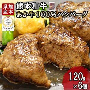 [三協畜産]熊本和牛 あか牛 熊本県産 肥育 加工品 阿蘇 熊本 褐毛和種 褐牛 和牛 あか牛100% 牛肉 ハンバーグ 120g 6個 計720g 惣菜 おかず ご飯のお供 熊本名物 ご家庭用 ギフト 贈答用