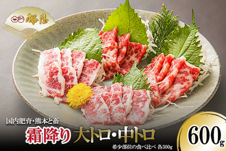 [桜屋]熊本と畜 霜降り馬刺し食べ比べ(大トロ・中トロ各300g)600g