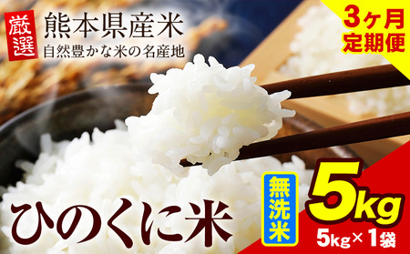 [3ヶ月定期便] 無洗米 ひのくに米 5kg [お申込み月の翌月から出荷開始] 食品 米 こめ コメ 熊本県産 ふるさと納税 お米 おこめ 熊本