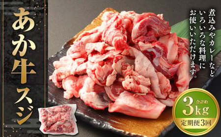 [3ヶ月定期便]あか牛スジ 約1kg 計約3kg 牛スジ 熊本 熊本県産 赤牛 あか牛 牛肉 ブランド 肉 牛 お肉 ヘルシー すじ 牛スジ 牛筋 定期便 熊本県 西原村 冷凍